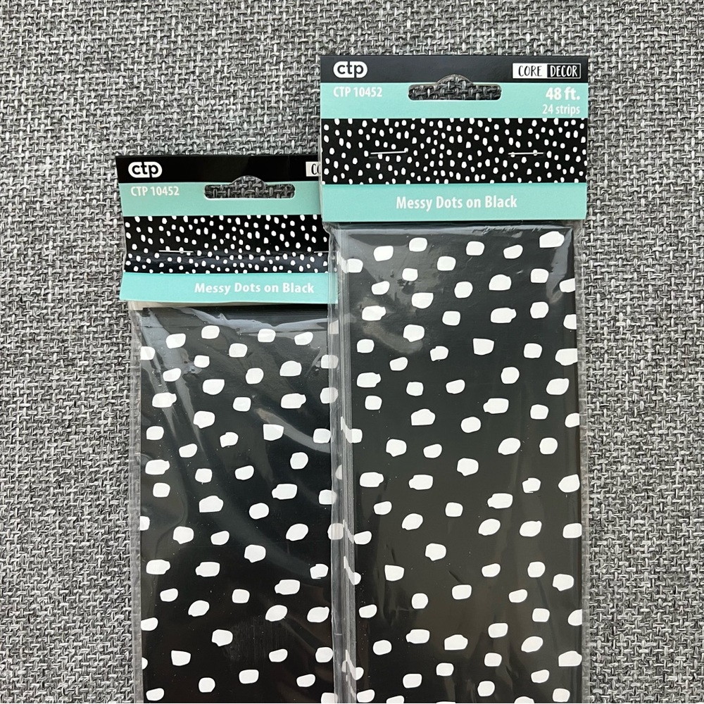 NWT Bulletin Board Boarders Messy Dots on Black